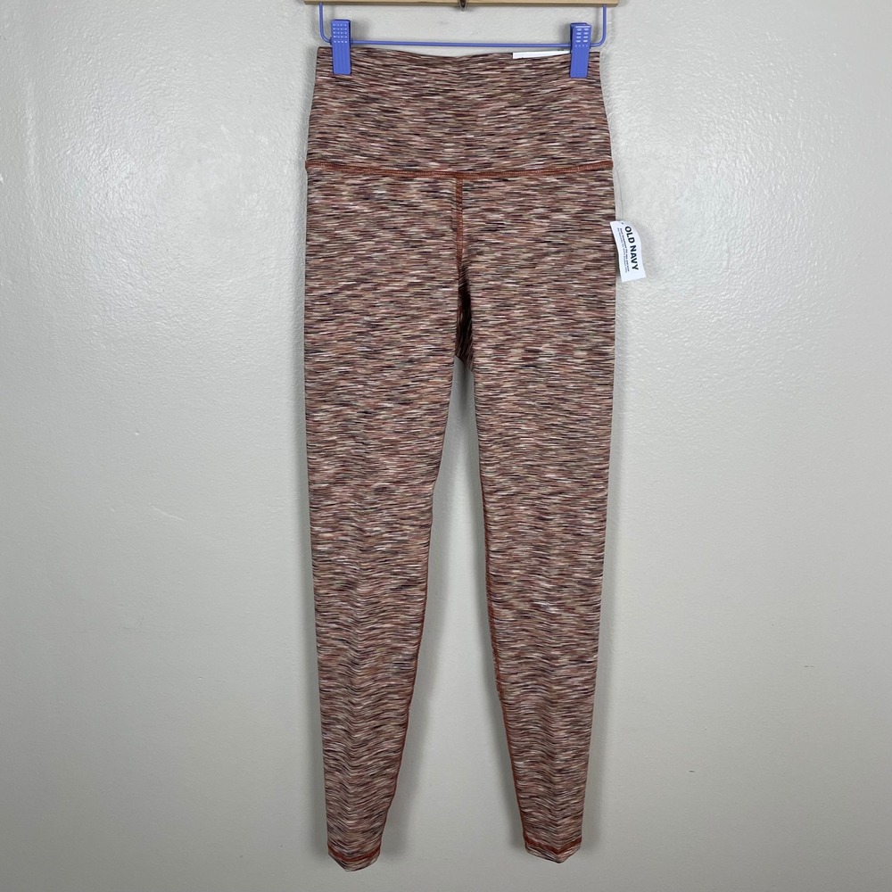 Old Navy Women's XS Leggings Brown Space Dye Go-Dry High-Rise Full-Length NEW‎